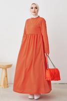 Tesettür giyim TURUNCU ROBALI SALAŞ ELBİSE T 103