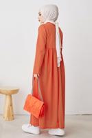 Tesettür giyim TURUNCU ROBALI SALAŞ ELBİSE T 103