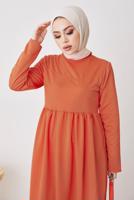 Tesettür giyim TURUNCU ROBALI SALAŞ ELBİSE T 103