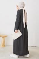 Tesettür giyim GRİ ROBALI SALAŞ ELBİSE T 103