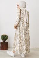 Vêtements hijab BEIGE ROBE CEINTURÉE MOTIF ZÈBRE T 104