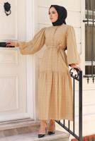 Vêtements hijab ORANGE ROBE CEINTURÉE MANCHES BALLONS T 08002