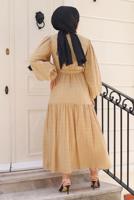 Vêtements hijab ORANGE ROBE CEINTURÉE MANCHES BALLONS T 08002