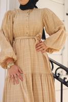 Vêtements hijab ORANGE ROBE CEINTURÉE MANCHES BALLONS T 08002