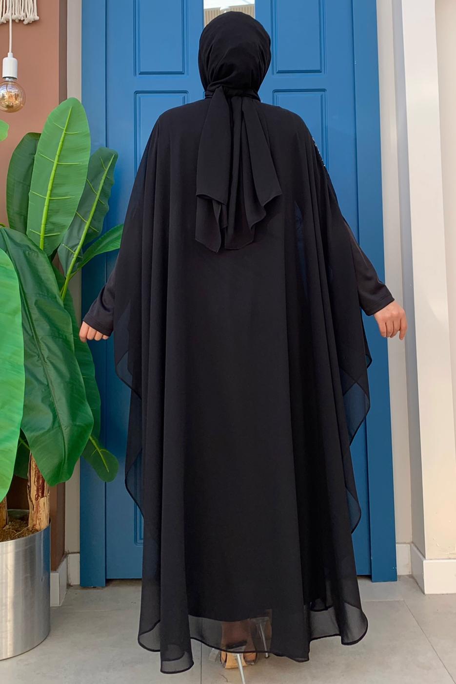 Vêtements hijab NOIR COSTUME DE SOIRÉE AVEC CAPE T 1563-1