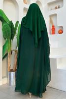 Tesettür giyim YEŞİL ŞİFON PELERİNLİ ELBİSELİ ABİYE TAKIM T 1563-1