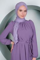 Hijab clothing PURPLE BELTED FRILLED DRESS T 50003
