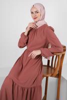 Hijab clothing PINK BELTED FRILLED DRESS T 50003