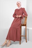 Hijab clothing PINK BELTED FRILLED DRESS T 50003