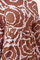 Tesettür giyim KAHVE DESENLİ KUŞAKLI ELBİSE T 744