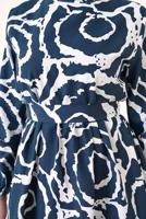 Tesettür giyim LACİVERT DESENLİ KUŞAKLI ELBİSE T 744