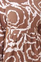 Tesettür giyim TABA DESENLİ KUŞAKLI ELBİSE T 744