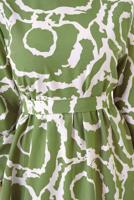 Tesettür giyim YEŞİL DESENLİ KUŞAKLI ELBİSE T 744