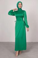 Vêtements hijab VERT ROBE EN SATIN T 8495