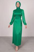 Vêtements hijab VERT ROBE EN SATIN T 8495