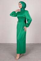 Vêtements hijab VERT ROBE EN SATIN T 8495