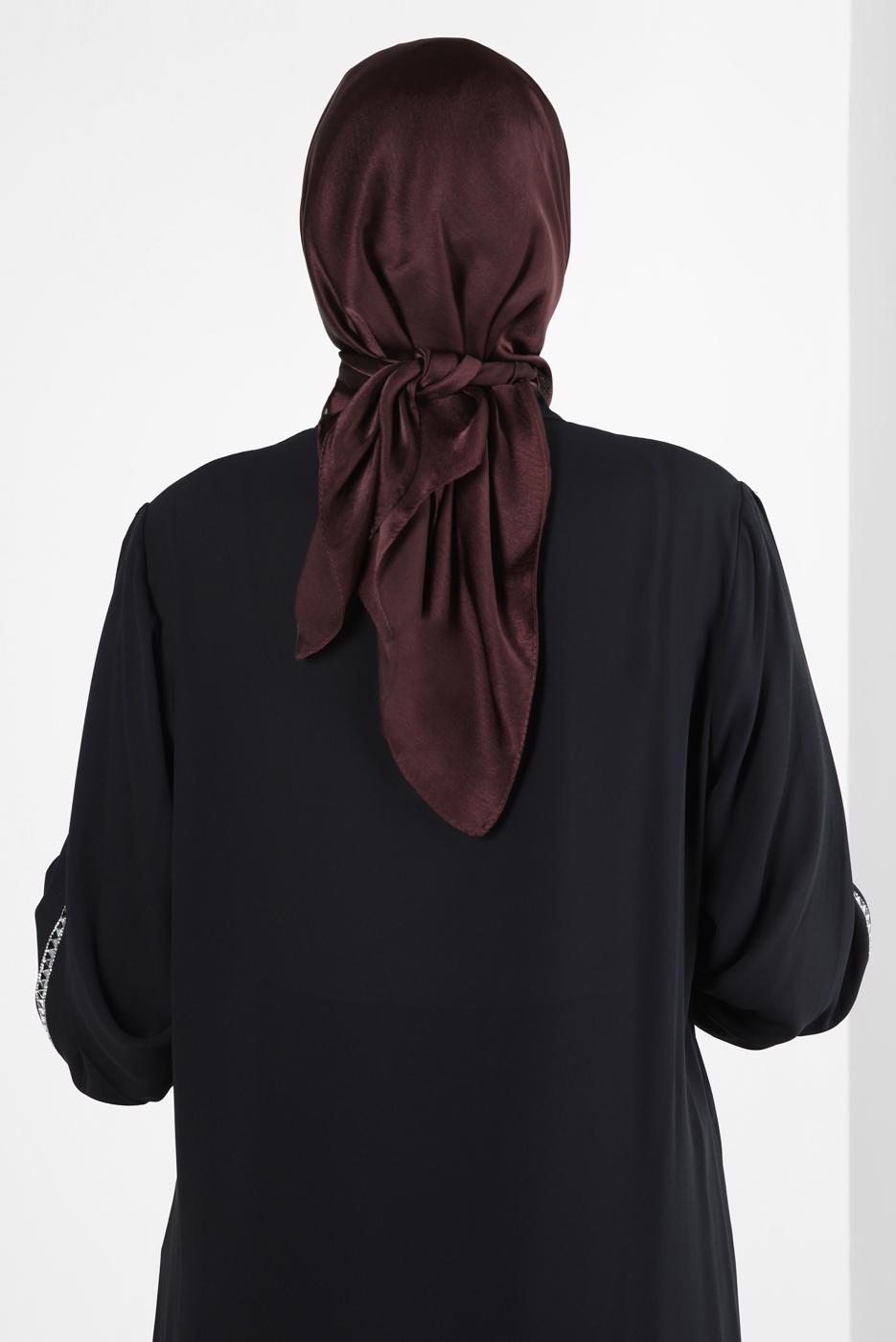 Tesettür giyim KAHVE 8255 ALVİNA TREND JANJANLI EŞARP