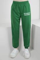 Tesettür giyim YEŞİL BELİ LASTİKLİ YAZI DETAYLI EŞOFMAN ALTI T 1602