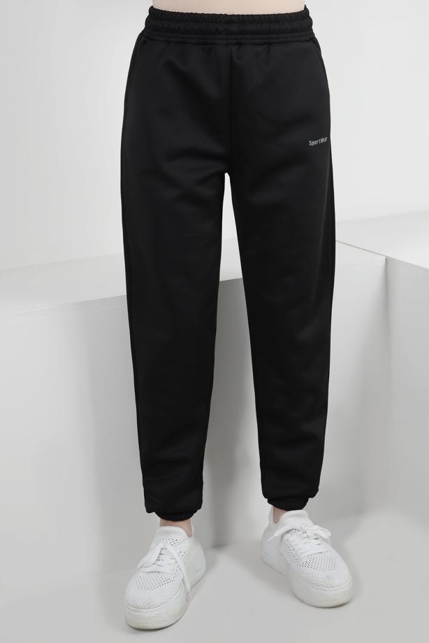 Hijab clothing BLACK ELASTIC WAIST SWEATPANTS T 4163 - TRENDTESETTÜR