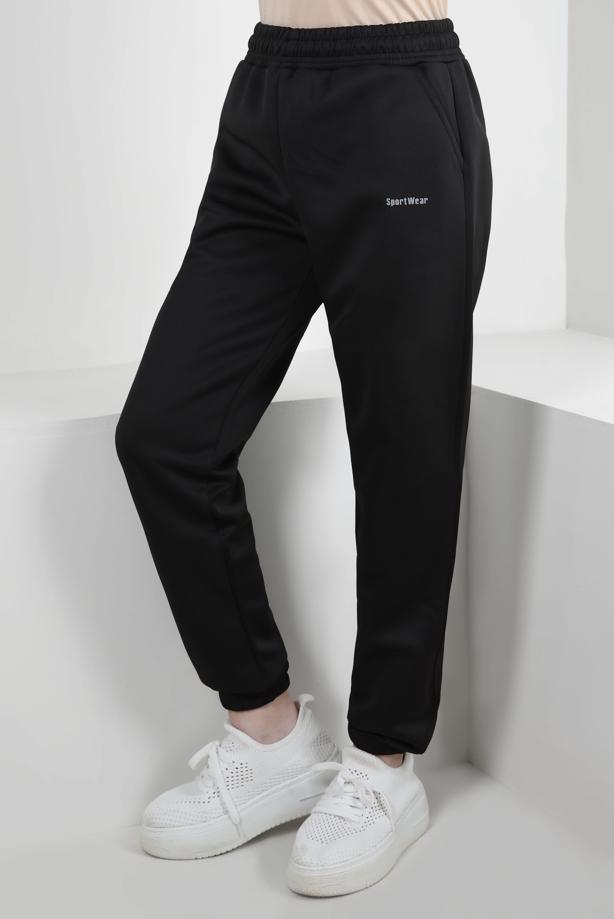Hijab clothing BLACK ELASTIC WAIST SWEATPANTS T 4163 - TRENDTESETTÜR