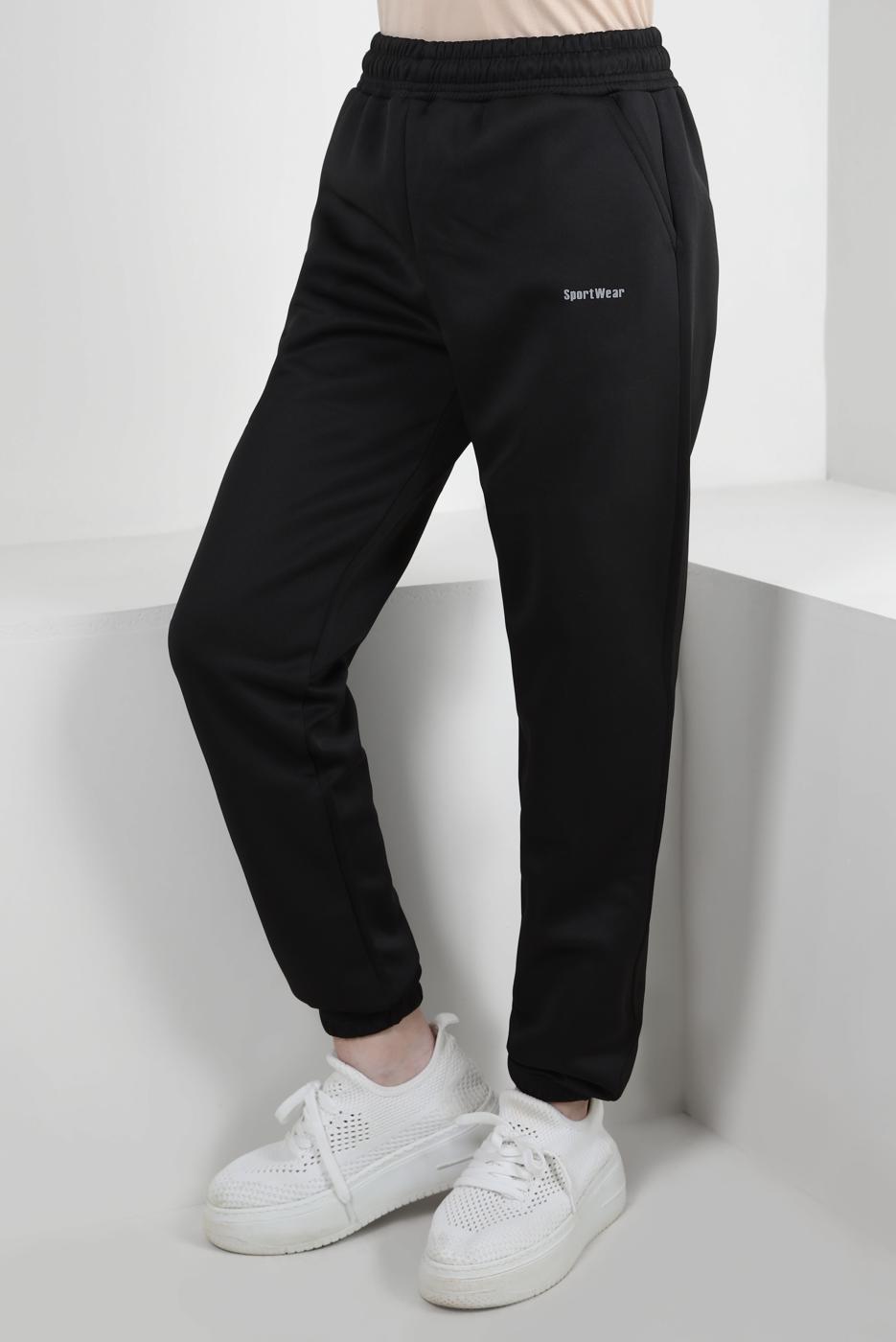 Hijab clothing BLACK ELASTIC WAIST SWEATPANTS T 4163