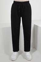 Hijab clothing BLACK ELASTIC WAIST SWEATPANTS WITH TIE DETAIL T 6502