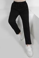 Hijab clothing BLACK ELASTIC WAIST SWEATPANTS WITH TIE DETAIL T 6502