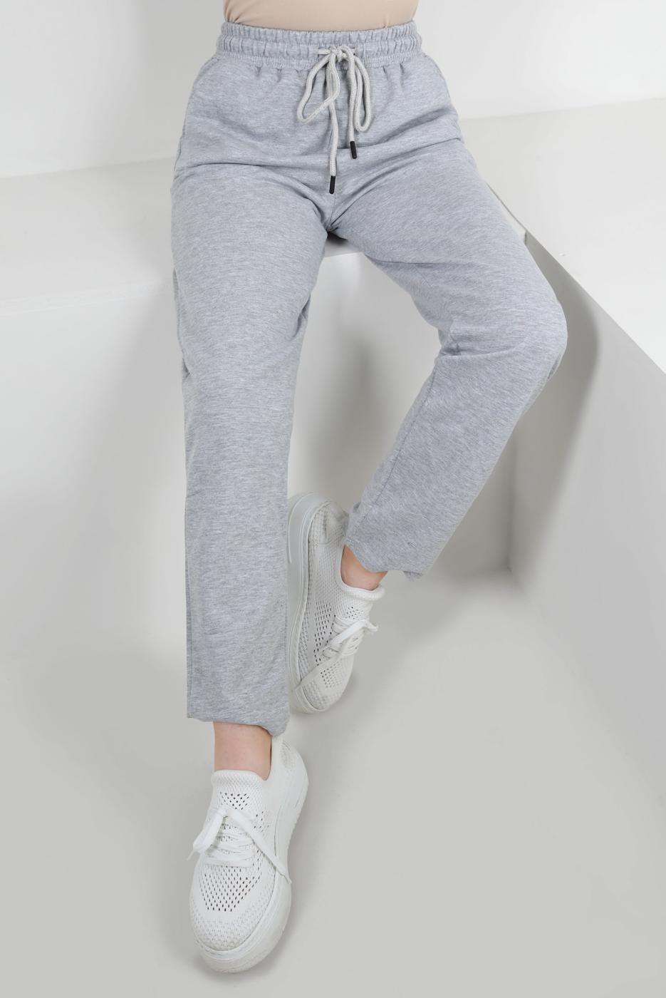 Hijab clothing GREY ELASTIC WAIST SWEATPANTS WITH TIE DETAIL T 6502