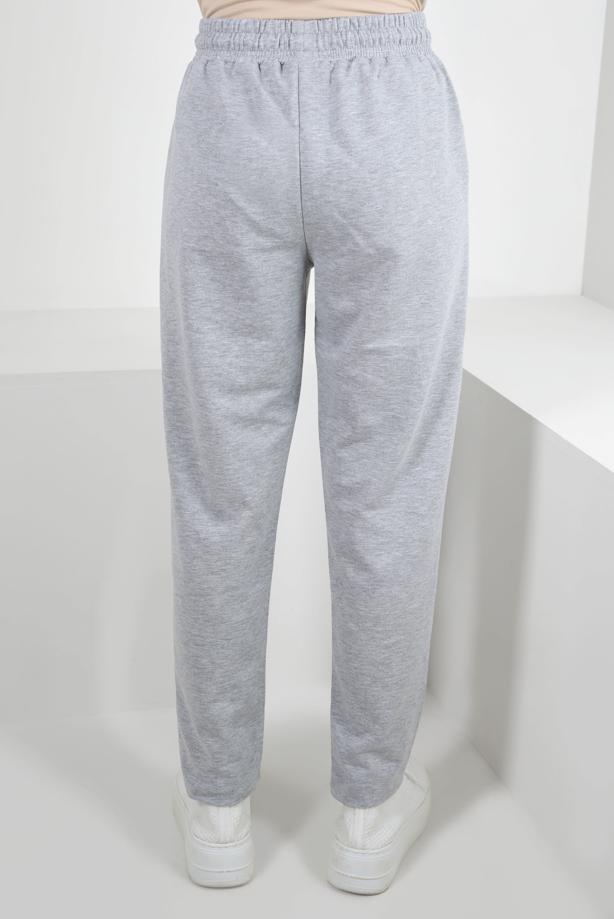 Hijab clothing GREY ELASTIC WAIST SWEATPANTS WITH TIE DETAIL T 6502 - TRENDTESETTÜR