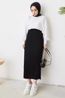 Vêtements hijab NOIR JUPE PLISSÉE À TAILLE ÉLASTIQUE T 502	
