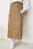 Vêtements hijab BEIGE JUPE PLISSÉE À TAILLE ÉLASTIQUE T 502	