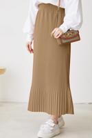 Vêtements hijab BEIGE JUPE PLISSÉE À TAILLE ÉLASTIQUE T 502	