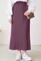 Tesettür giyim MOR BELİ LASTİKLİ PİLİSELİ ETEK T 502