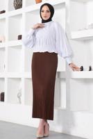 Vêtements hijab BRUN JUPE PLISSÉE À TAILLE ÉLASTIQUE T 502	
