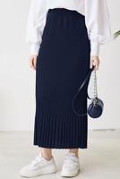 Tesettür giyim LACİVERT BELİ LASTİKLİ PİLİSELİ ETEK T 502