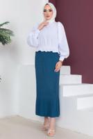 Vêtements hijab BLEU MARINE JUPE PLISSÉE À TAILLE ÉLASTIQUE T 502	
