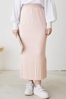 Hijab clothing BEIGE PLEATED SKIRT WITH ELASTIC WAIST T 502