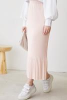 Hijab clothing BEIGE PLEATED SKIRT WITH ELASTIC WAIST T 502