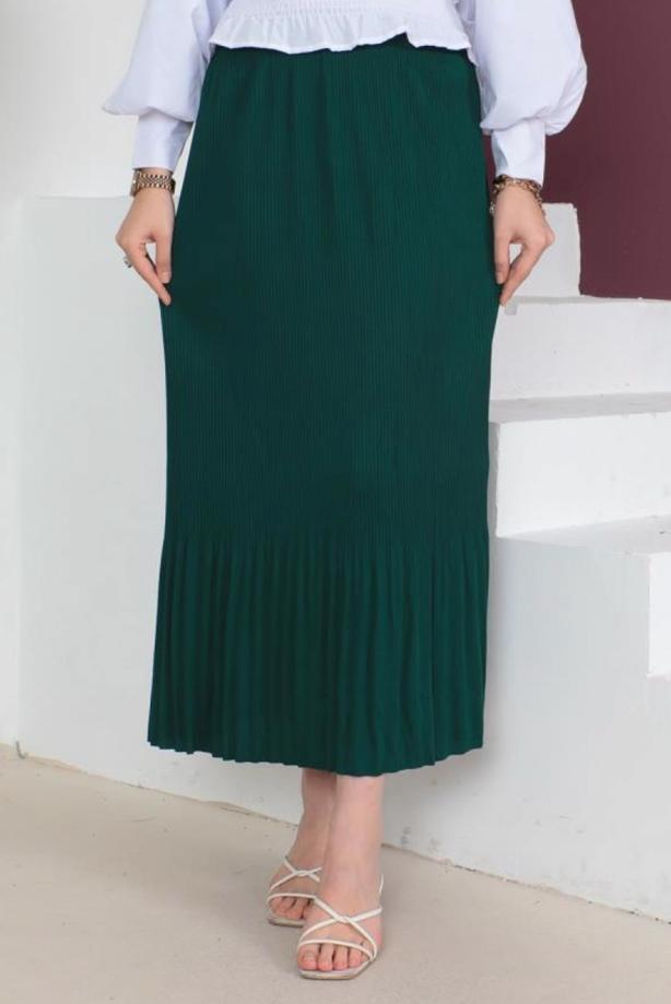 Vêtements hijab VERT JUPE PLISSÉE À TAILLE ÉLASTIQUE T 502	 - TRENDTESETTÜR