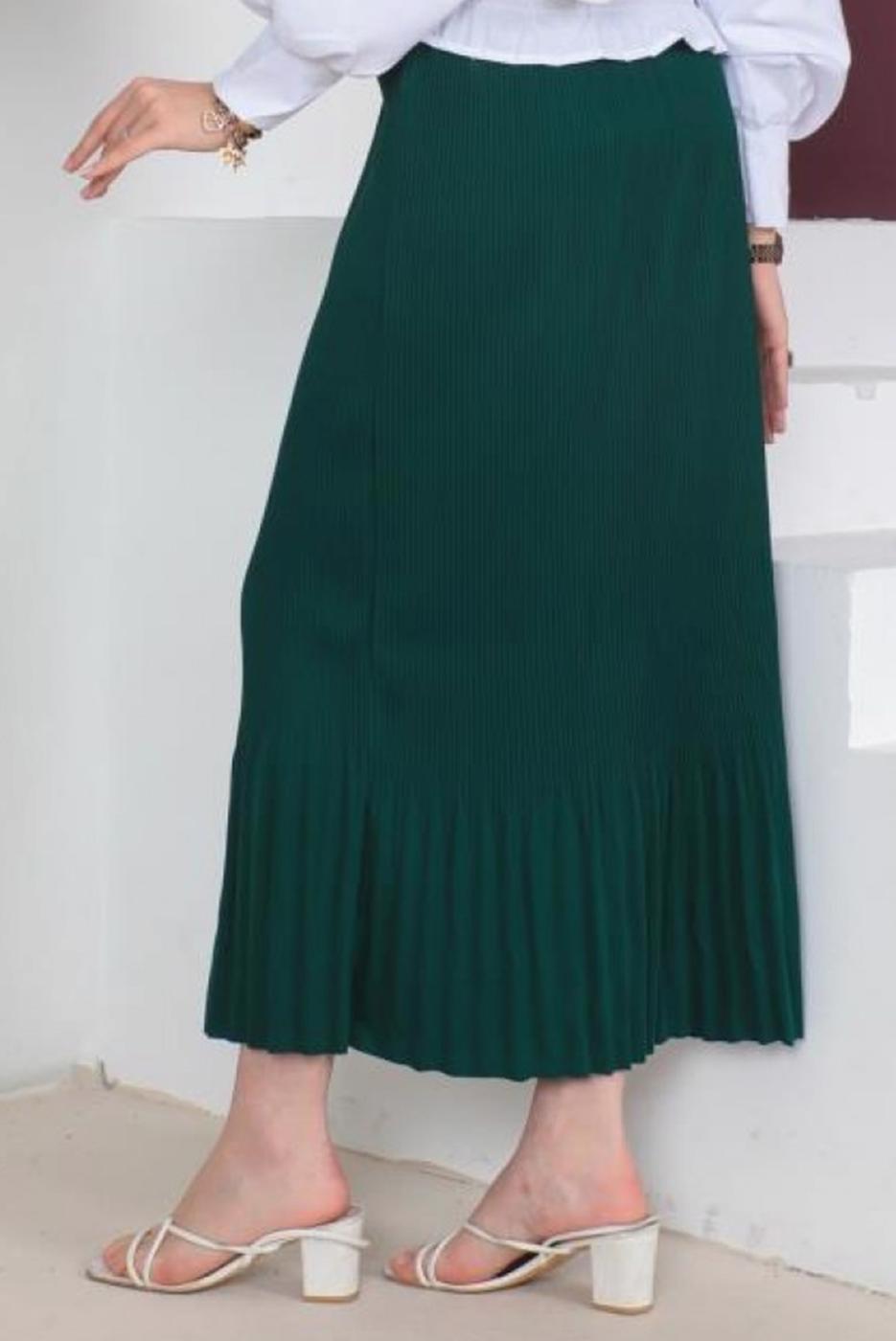 Vêtements hijab VERT JUPE PLISSÉE À TAILLE ÉLASTIQUE T 502	