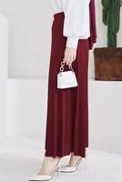 Tesettür giyim BORDO BELİ LASTİKLİ PİLİSELİ ETEK T 702