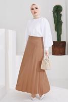 Vêtements hijab BRUN JUPE PLISSÉE À TAILLE ÉLASTIQUE T 702