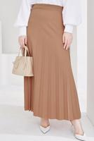 Vêtements hijab BRUN JUPE PLISSÉE À TAILLE ÉLASTIQUE T 702