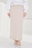 Tesettür giyim BEJ BELİ LASTİKLİ KALEM ETEK T 802