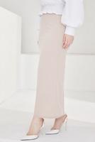 Tesettür giyim BEJ BELİ LASTİKLİ KALEM ETEK T 802