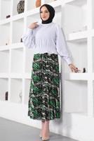 Vêtements hijab VERT JUPE PLISSÉE À MOTIFS T 1454