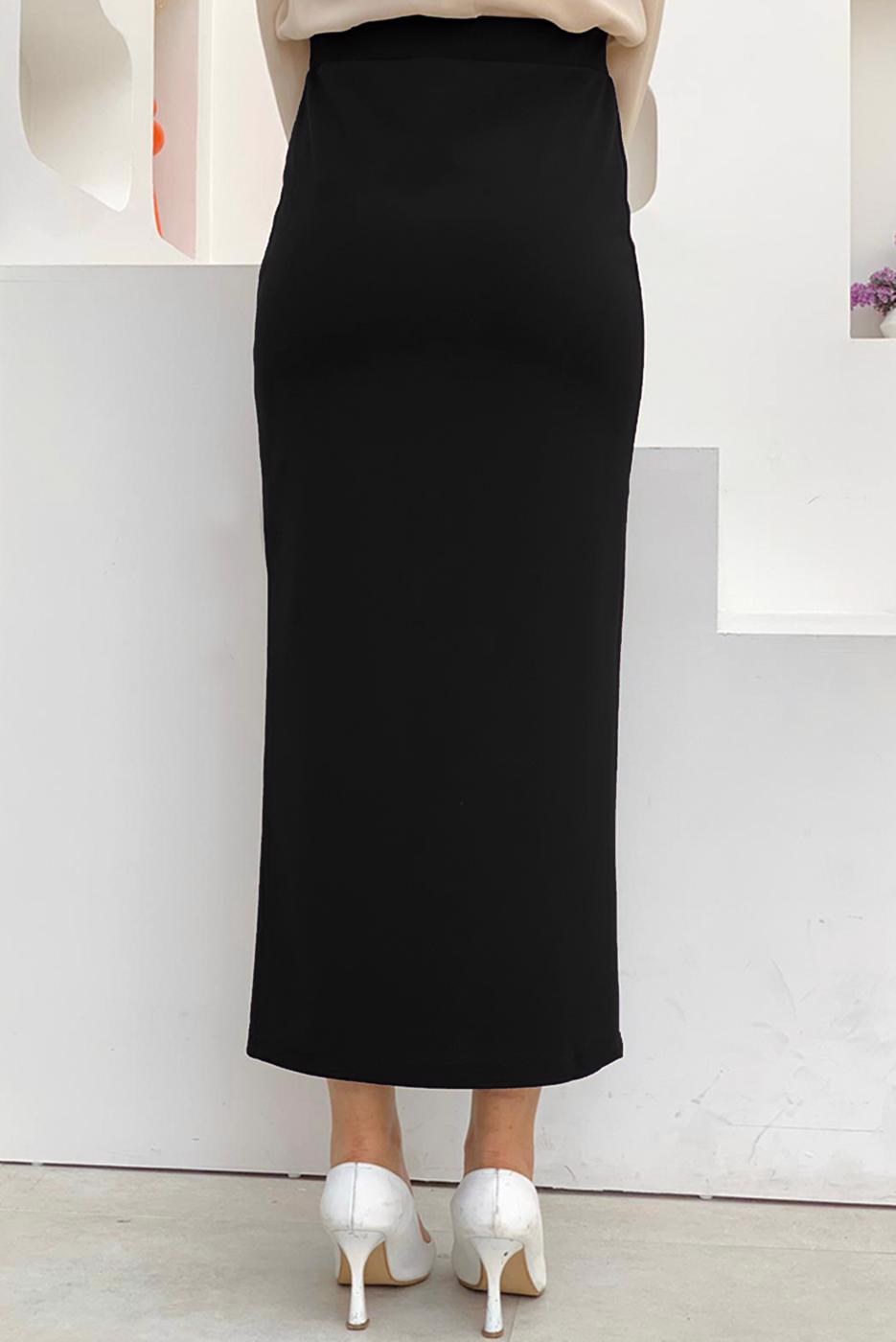 Tesettür giyim SİYAH BELİ LASTİKLİ KALEM ETEK T 4701-1