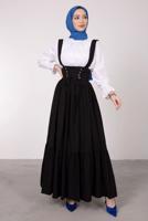 Vêtements hijab NOIR ROBE SALOPETE À LA TAILLE NOUÉE T 60042