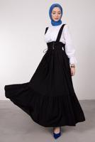 Vêtements hijab NOIR ROBE SALOPETE À LA TAILLE NOUÉE T 60042