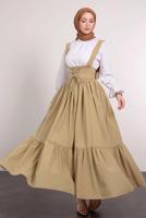 Hijab clothing BROWN SALOPETTE DRESS WITH TIED WAIST T 60042